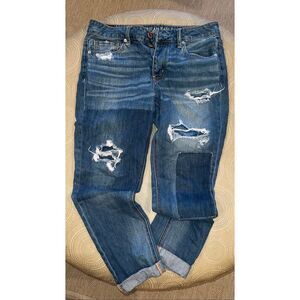 American Eagle Outfitters Blue Distressed Ankle Jeans